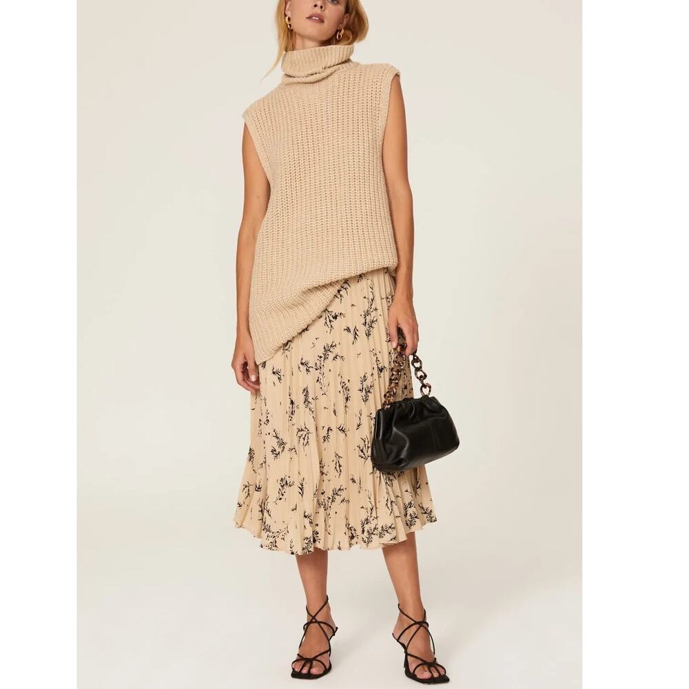 Sweet Baby Jamie Tan Floral Pleated Skirt, Rent the Runway Boho Chic Sheer Large